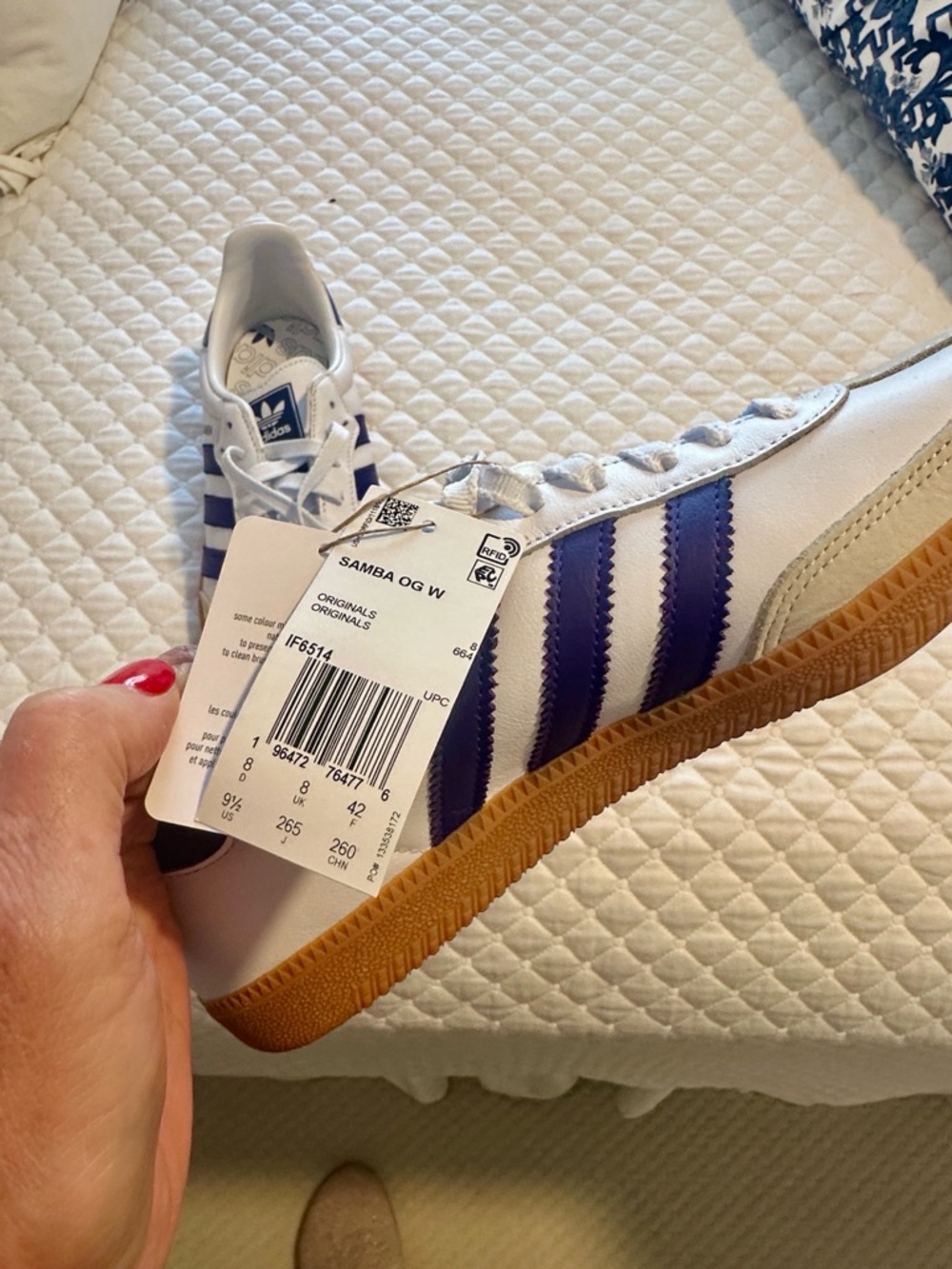 Adidas Samba White & Purple Gum Sole Sneakers - Picture 3 of 4